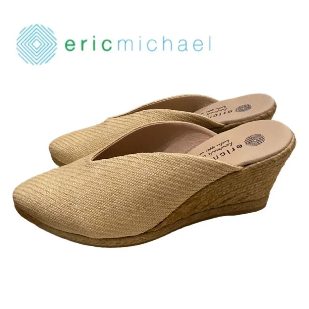 ERIC MICHAEL Collete Women's Wedge Espadrille Mules NEWโ38 7.5 8
